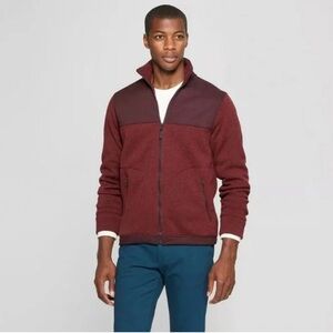 Goodfellow & Co Burgundy Zip-Up Fleece Sweater Jacket